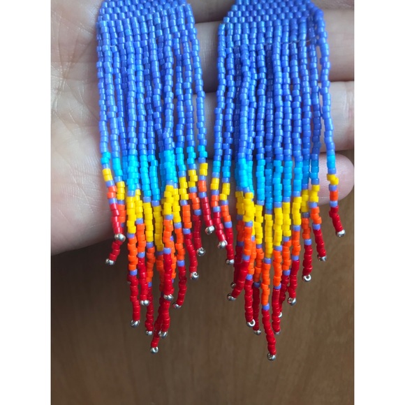 MIYUKI seed bead earrings, long, fringe, dangly - Picture 4 of 4